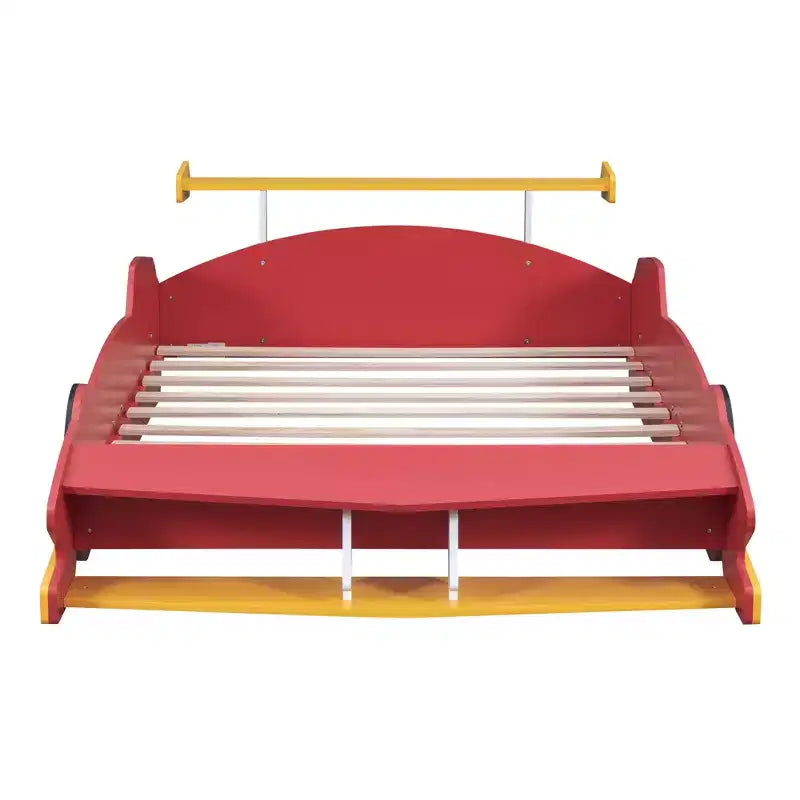 Lit Plateforme Luxystar en Forme de Voiture de Course avec Roues pour Chambre d'Enfant