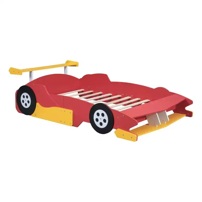 Lit Plateforme Luxystar en Forme de Voiture de Course avec Roues pour Chambre d'Enfant