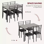 COZONY Ensemble Table et Chaises de Cuisine 5 Pièces pour 4 Personnes, Ensemble de Table à Manger Rectangulaire avec 4 Chaises Rembourrées, Ensemble Dînette Gain de Place