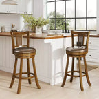 Costway Lot de 2/4 tabourets de bar pivotants de 76 cm avec dossier en rotin PE et repose-pieds