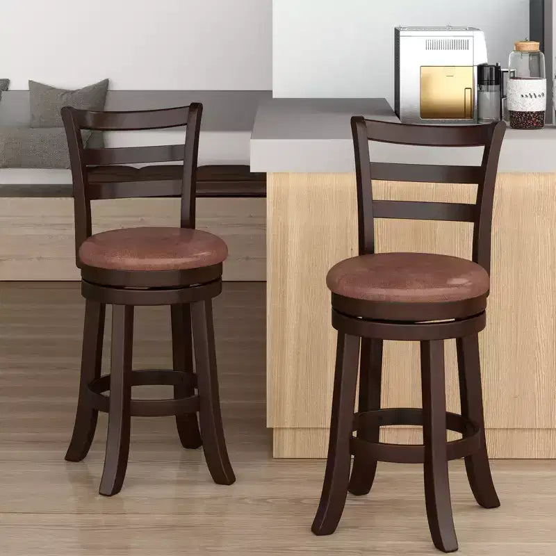 Costway Lot de 2/4 tabourets de bar pivotants de 66 cm avec dossier, siège en similicuir pour pub