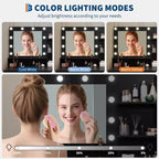 Coiffeuse avec miroir LED réglable, station de charge, tiroir et meuble de rangement, ensemble compact avec tabouret pour chambre et salon