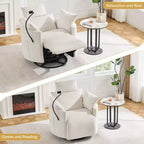 Fauteuil inclinable en chenille, fauteuil pivotant à 360° avec dossier et repose-pieds réglables, fauteuil à bascule avec support de téléphone, poches latérales - ModernLuxe