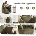 Fauteuil inclinable en chenille, fauteuil pivotant à 360° avec dossier et repose-pieds réglables, fauteuil à bascule avec support de téléphone, poches latérales - ModernLuxe