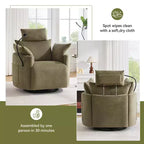 Fauteuil inclinable en chenille, fauteuil pivotant à 360° avec dossier et repose-pieds réglables, fauteuil à bascule avec support de téléphone, poches latérales - ModernLuxe