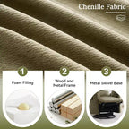 Fauteuil inclinable en chenille, fauteuil pivotant à 360° avec dossier et repose-pieds réglables, fauteuil à bascule avec support de téléphone, poches latérales - ModernLuxe