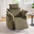 Chenille Recliner Chair, 360 Swivel Armchair with Adjustable Backrest & Footrest, Rocking Chair with Phone Holder, Side Pockets - ModernLuxe