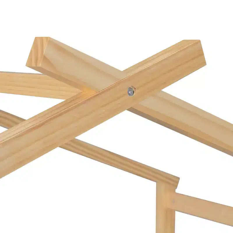 Lit de maison Bellemave avec lit gigogne double, cadre de lit plateforme Montessori en bois pour enfants, taille double/simple, naturel et blanc