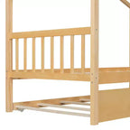 Lit de maison Bellemave avec lit gigogne double, cadre de lit plateforme Montessori en bois pour enfants, taille double/simple, naturel et blanc