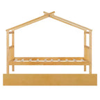Lit de maison Bellemave avec lit gigogne double, cadre de lit plateforme Montessori en bois pour enfants, taille double/simple, naturel et blanc