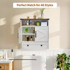 Armoire murale de salle de bain de style ferme avec portes coulissantes et tiroirs, organisateur de rangement de médicaments en bois à 5 niveaux, étagère réglable à double porte pour la cuisine