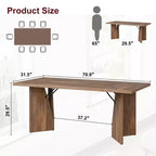 Table de salle à manger rectangulaire moderne en bois 70,9" pour 6 à 8 personnes, grande table de cuisine de style ferme avec pieds en métal en forme de M, plateau épaissi et cadre robuste