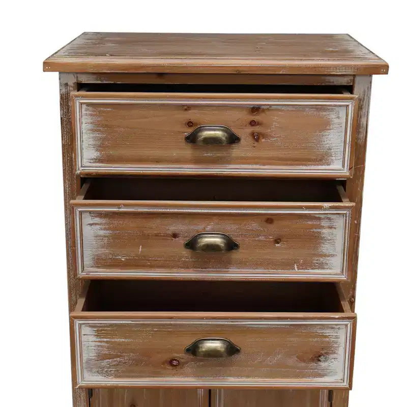 GDFStudio Wrenford Armoire de rangement rustique en bois massif à 3 tiroirs