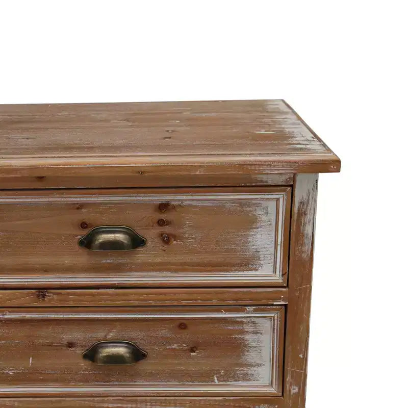 GDFStudio Wrenford Armoire de rangement rustique en bois massif à 3 tiroirs