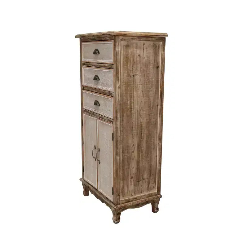 GDFStudio Wrenford Armoire de rangement rustique en bois massif à 3 tiroirs