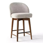 Ensemble de 2 tabourets de comptoir pivotants modernes avec siège rembourré, chaises d'îlot de cuisine ou de bar à domicile rotatives à 360° avec pieds en bois massif-Panipeachy