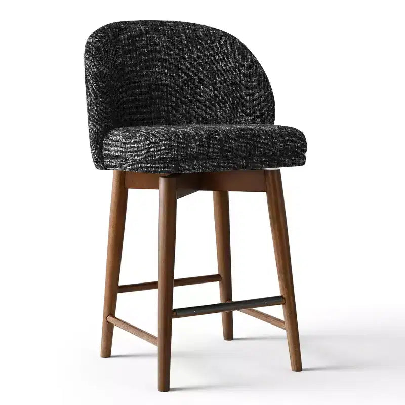 Ensemble de 2 tabourets de comptoir pivotants modernes avec siège rembourré, chaises d'îlot de cuisine ou de bar à domicile rotatives à 360° avec pieds en bois massif-Panipeachy