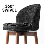 Ensemble de 2 tabourets de comptoir pivotants modernes avec siège rembourré, chaises d'îlot de cuisine ou de bar à domicile rotatives à 360° avec pieds en bois massif-Panipeachy