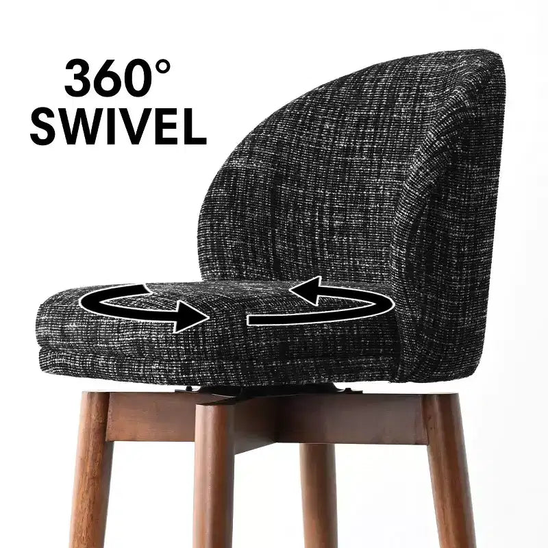 Ensemble de 2 tabourets de comptoir pivotants modernes avec siège rembourré, chaises d'îlot de cuisine ou de bar à domicile rotatives à 360° avec pieds en bois massif-Panipeachy