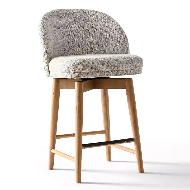 Ensemble de 2 tabourets de comptoir pivotants modernes avec siège rembourré, chaises d'îlot de cuisine ou de bar à domicile rotatives à 360° avec pieds en bois massif-Panipeachy