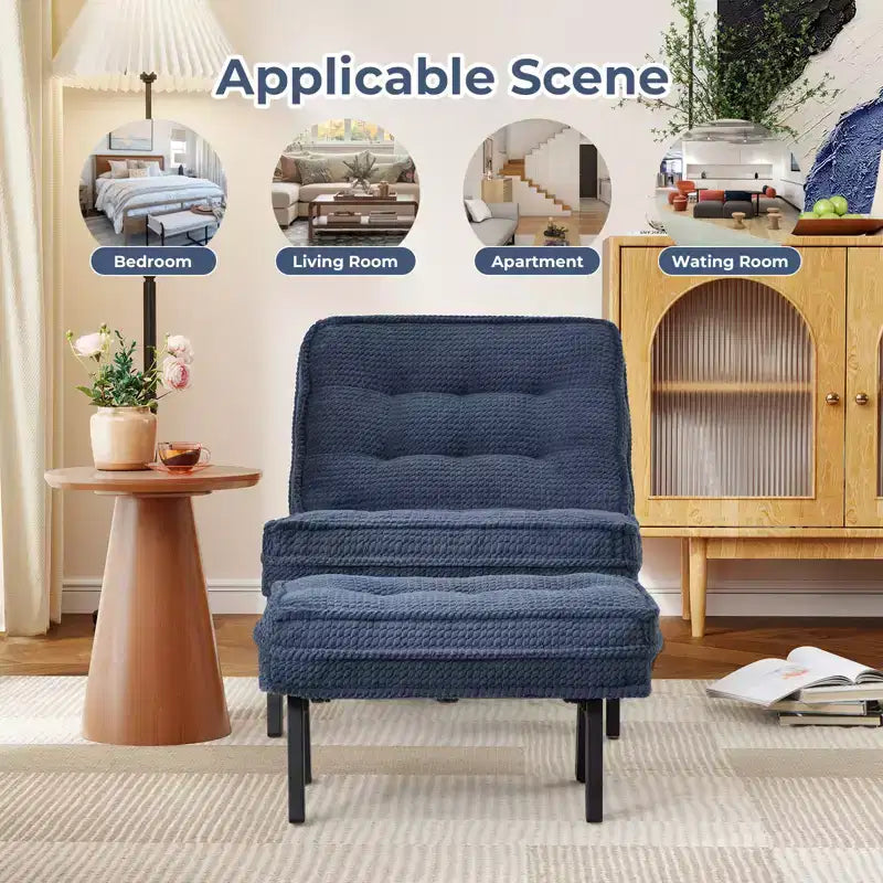 Fauteuil d'appoint Bestier avec dossier réglable, fauteuil de salon capitonné avec pouf, fauteuil inclinable rembourré pour salle de lecture