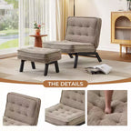 Fauteuil d'appoint Bestier avec dossier réglable, fauteuil de salon capitonné avec pouf, fauteuil inclinable rembourré pour salle de lecture