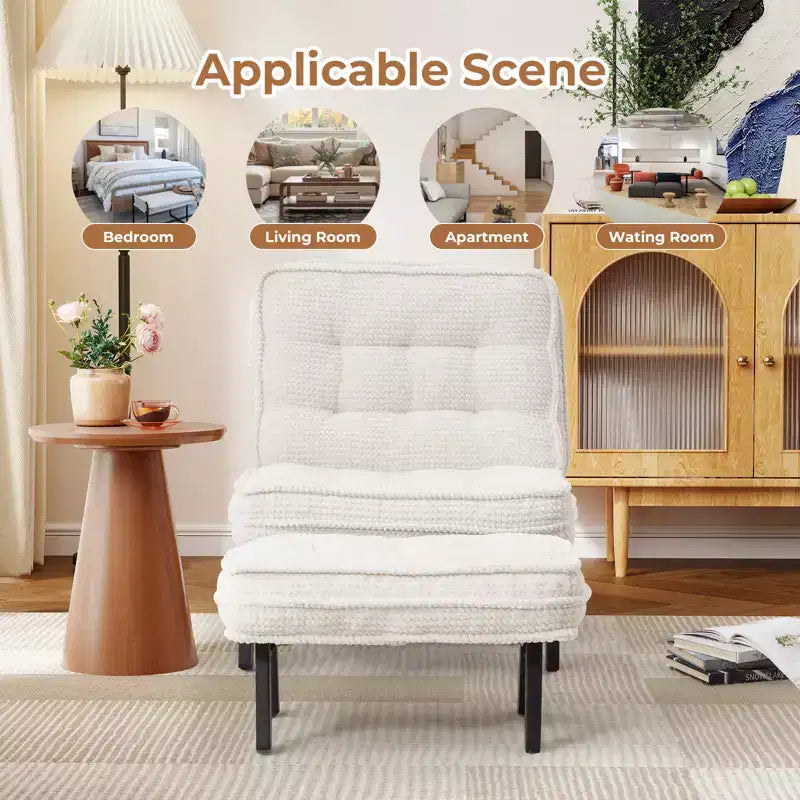 Fauteuil d'appoint Bestier avec dossier réglable, fauteuil de salon capitonné avec pouf, fauteuil inclinable rembourré pour salle de lecture