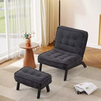 Fauteuil d'appoint Bestier avec dossier réglable, fauteuil de salon capitonné avec pouf, fauteuil inclinable rembourré pour salle de lecture