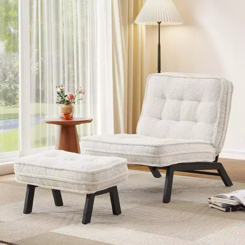 Fauteuil d'appoint Bestier avec dossier réglable, fauteuil de salon capitonné avec pouf, fauteuil inclinable rembourré pour salle de lecture