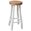 vidaXL Bar Chair Brown and white Solid teak wood Standard Durable