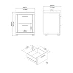 Tvilum, Ensemble de chambre à coucher 3 pièces Mira – Commode double à 6 tiroirs et ensemble de 2 tables de nuit, Jackson Hickory