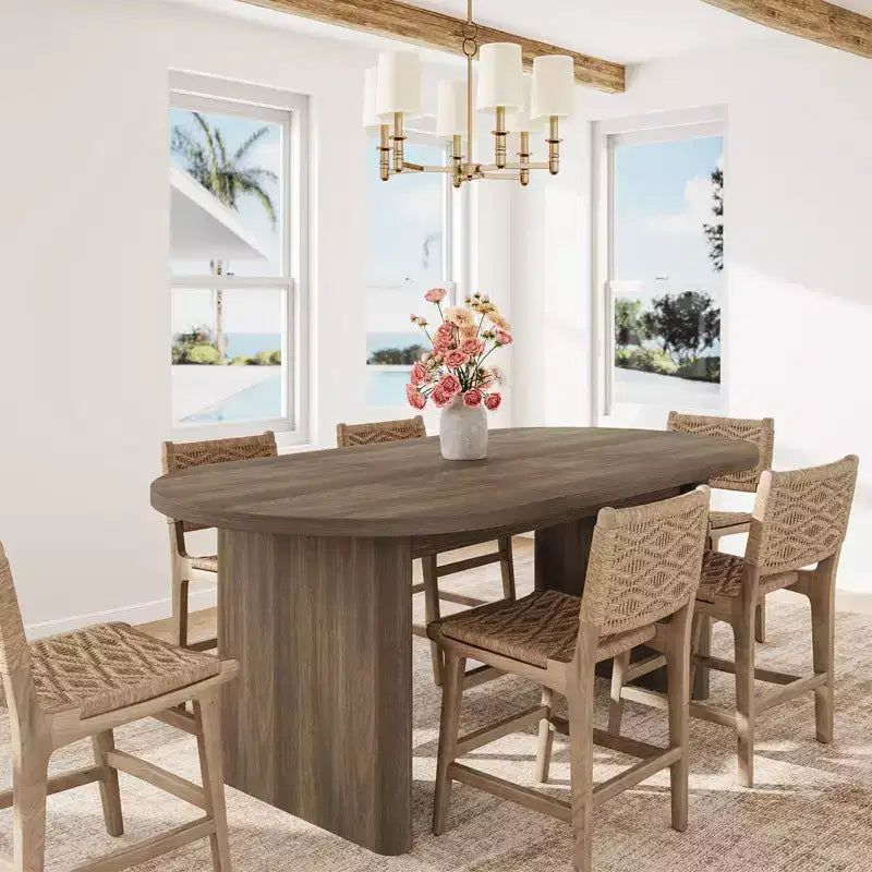 COZONY Oval Dining Table, Farmhouse Kitchen Table with Sturdy Wooden Base, Large Dining Table for Kitchen Living Room Office