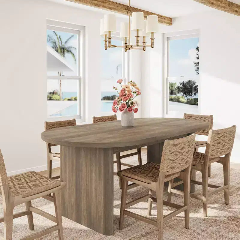 COZONY Oval Dining Table, Farmhouse Kitchen Table with Sturdy Wooden Base, Large Dining Table for Kitchen Living Room Office