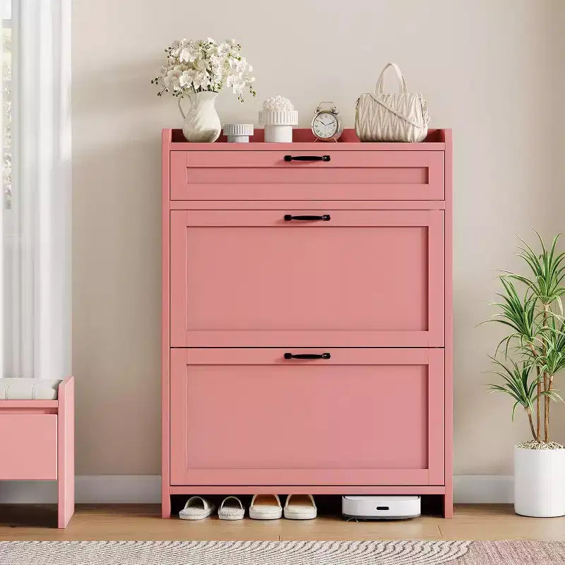 GustoWave Freestanding Shoe Storage Cabinet Organizer with 2 Flip Drawers for Entryway Hallway Living Room