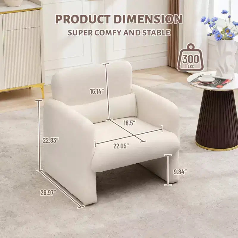 Fauteuil d'appoint moderne avec accoudoirs, canapé simple rembourré en chenille douce, chaise longue de lecture confortable avec oreiller lombaire pour salon, chambre à coucher