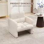 Fauteuil d'appoint moderne avec accoudoirs, canapé simple rembourré en chenille douce, chaise longue de lecture confortable avec oreiller lombaire pour salon, chambre à coucher