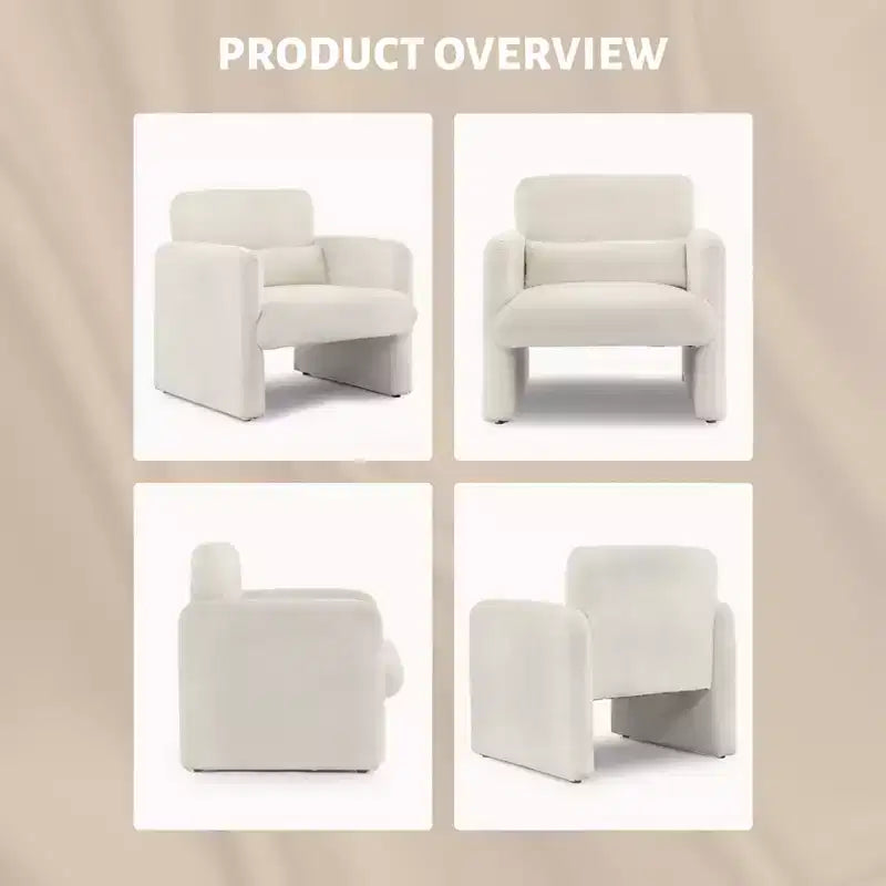 Fauteuil d'appoint moderne avec accoudoirs, canapé simple rembourré en chenille douce, chaise longue de lecture confortable avec oreiller lombaire pour salon, chambre à coucher