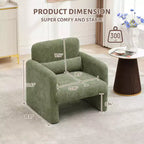 Fauteuil d'appoint moderne avec accoudoirs, canapé simple rembourré en chenille douce, chaise longue de lecture confortable avec oreiller lombaire pour salon, chambre à coucher