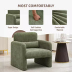 Fauteuil d'appoint moderne avec accoudoirs, canapé simple rembourré en chenille douce, chaise longue de lecture confortable avec oreiller lombaire pour salon, chambre à coucher
