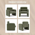 Fauteuil d'appoint moderne avec accoudoirs, canapé simple rembourré en chenille douce, chaise longue de lecture confortable avec oreiller lombaire pour salon, chambre à coucher