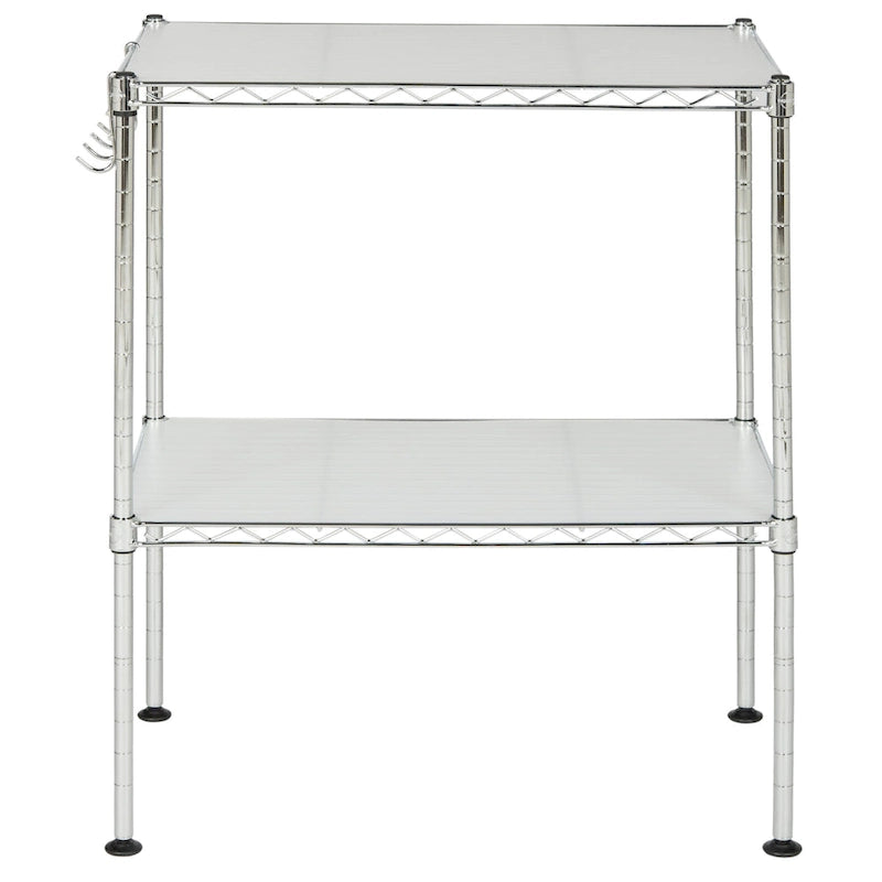 Étagère de rangement à 2 niveaux en fil chromé pour micro-ondes – 50 x 30 x 60 cm – 20Lx12Px24H