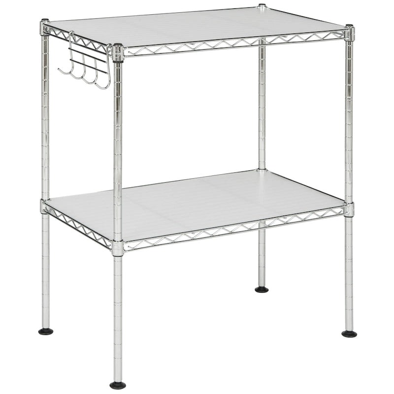 Étagère de rangement à 2 niveaux en fil chromé pour micro-ondes – 50 x 30 x 60 cm – 20Lx12Px24H