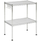 Étagère de rangement à 2 niveaux en fil chromé pour micro-ondes – 50 x 30 x 60 cm – 20Lx12Px24H
