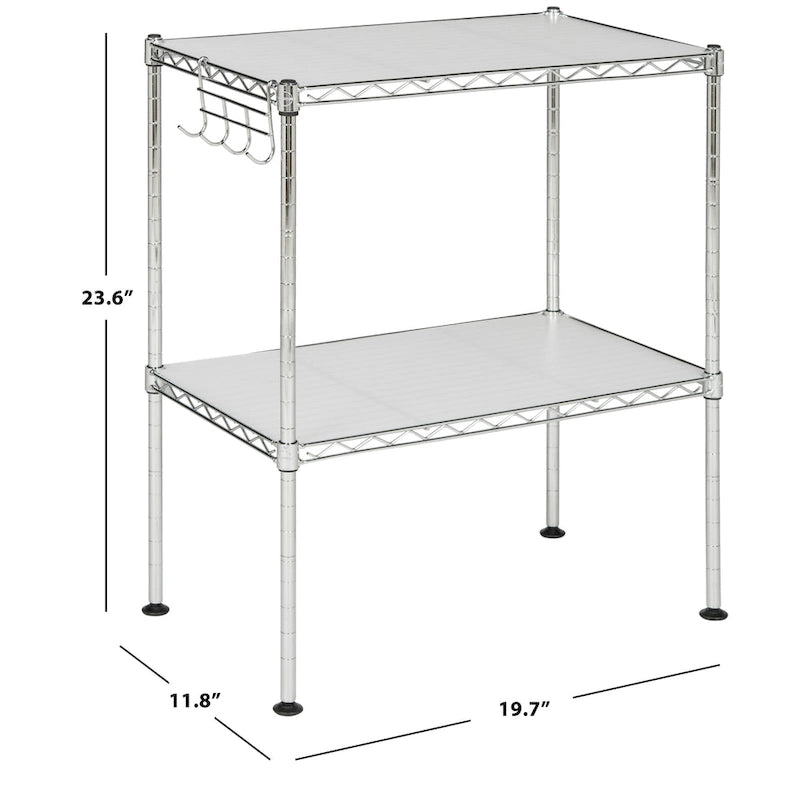 Étagère de rangement à 2 niveaux en fil chromé pour micro-ondes – 50 x 30 x 60 cm – 20Lx12Px24H