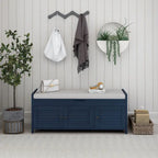 Banc de rangement en bois avec 3 portes persiennes et boîte de rangement à rabat, banc à chaussures d'entrée avec étagères réglables