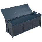 Banc de rangement en bois avec 3 portes persiennes et boîte de rangement à rabat, banc à chaussures d'entrée avec étagères réglables