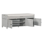 Banc de rangement en bois avec 3 portes persiennes et boîte de rangement à rabat, banc à chaussures d'entrée avec étagères réglables