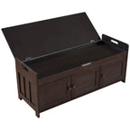 Banc de rangement en bois avec 3 portes persiennes et boîte de rangement à rabat, banc à chaussures d'entrée avec étagères réglables