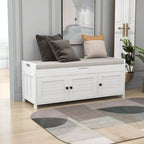 Banc de rangement en bois avec 3 portes persiennes et boîte de rangement à rabat, banc à chaussures d'entrée avec étagères réglables