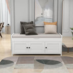 Banc de rangement en bois avec 3 portes persiennes et boîte de rangement à rabat, banc à chaussures d'entrée avec étagères réglables